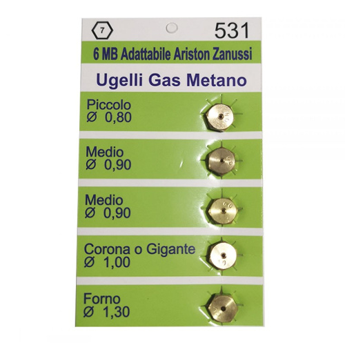Жиклеры газовой плиты, (D-0.80; D-0.90; D-0.90; D-1.00; D-1.30мм), природный газ, 6MB