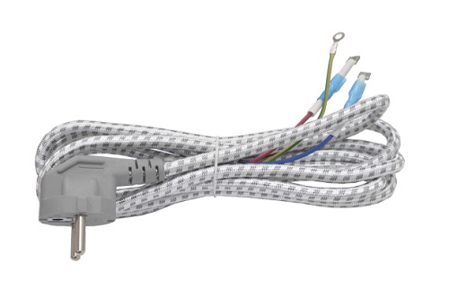 Шнур сетевой для утюга, 2.5м, 16А, 3-х жильный, в тканевой изоляции Шнур сетевой для утюга, 2.5М, 16А, 3-х жильный