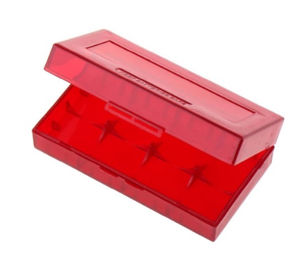 Коробка для 18650, 2-х штук, пластик, красная