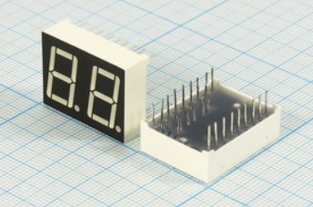 Индикатор светодиодный 7 сегментов 2 разряда 25x19x8мм E20561-G-K-0-W зеленый Индикатор светодиодный 7 сегментов 2 разряда 25x19x8мм E20561-G-K-0-W зеленый