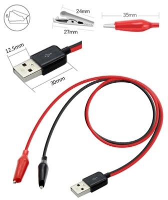 Шнур питания USB штекер - 2 крокодила 37мм, 5V 1A ,кабель 0,5м. Шнур питания USB штекер - 2 крокодила 37мм, 5V 1A ,кабель 0,5м.
