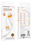 Шнур USB A штекер - Type-C штекер 1м 3A плоский Borofone BX118