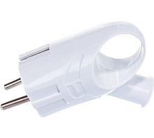 Вилка угловая с ушком с/з 16А белая UNIVersal