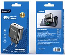 Блок питания USB QC18w +Type-C PD45w в розетку Knit KT-087