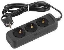 Удлинитель Эра  3 гн 3м с/з 3х0,75мм2 черный UX-3e-3m-B