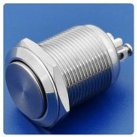 Кнопка с фиксацией ON-OFF 2P 5A 36V IP65 антивандальная, металл, посадочный диаметр 19мм.
