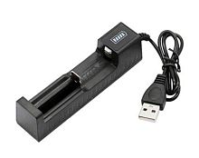 Зарядное устройство со шнуром USB 5В 1А на акк 18650, с индикатором, чёрное