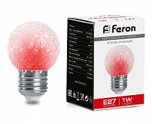 Белт-лайт Лампа-строб E27 G45 1W красная Прозрачная Feron LB-377