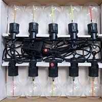 Белт-лайт Гирлянда мультицвет 10 больших филаментных ламп А60 60мм., бег.огонь, 5 м черный провод, IP65 CMR 235-529