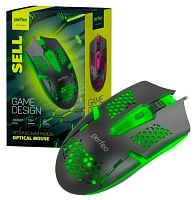 Мышь проводная Perfeo Sell USB игровая черная с подсветкой 7 цветов 6 кнопок 800-2400 dpi PF_B3417