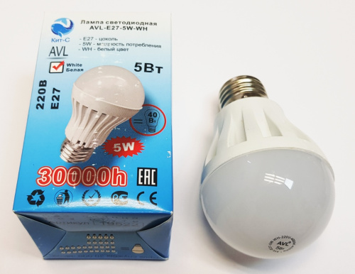 Лампа Е27 А60 5W 4500К Матовая  фото 2