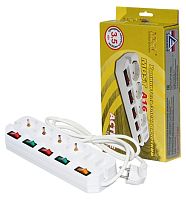 Фильтр сетевой MOST ACTIVE А16-б (4з+2))роз. 16А 1,6м  белый