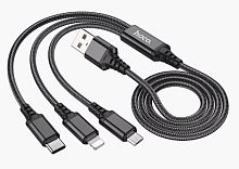 Шнур USB штекер - Lightning+Micro+Type-C 3в1 2A 1м Hoco X76