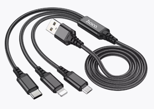 Шнур USB штекер - Lightning+Micro+Type-C 3в1 2A 1м Hoco X76
