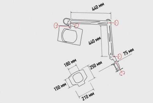 ЛУПА С ПОДСВЕТКОЙ(бестеневая) с крышкой 5х квадратная, белая.
Достоинства:
Линза из стекла - гарантия четкого изображение с минимальным уровнем искажений.
Бестеневая всесторонняя подсветка.
Практичный пантографический механизм из звеньев придаёт конструкции устойчивость и точную фиксацию лупы, сохраняя гибкость и подвижность конструкции.
Рабочий радиус: 100 см.
Крепление: струбцина.
Низкое потребление: 28Вт.
Качественная электронная начинка исключает мерцание источников света,а откидная защитная крышка защитит линзу от повреждения и пыли.
Технические характеристики:
Размер линзы: 150х180мм.
Оптическая сила линзы: 5 диоптрий - 5D (увеличение 2.25 раза).
Источник света: люминесцентная квадратная лампа (G10q) Т5.
Потребляемая мощность подсветки: 28 Вт.
Питания: АС 220-240 В, 50Гц. фото 4 ЛУПА С ПОДСВЕТКОЙ(бестеневая) с крышкой 5х квадратная белая фото 4