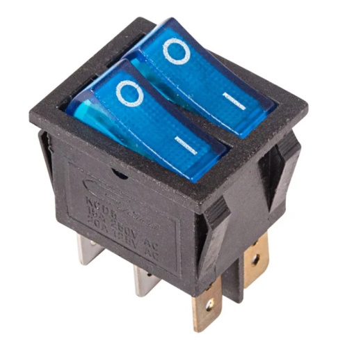 Выключатель ON-OFF 6P 15A 250v 28х22мм двойной с подсветкой синий SC797 Выключатель ON-OFF 6P 15A 250v 28х22мм двойной с подсветкой синий SC797
