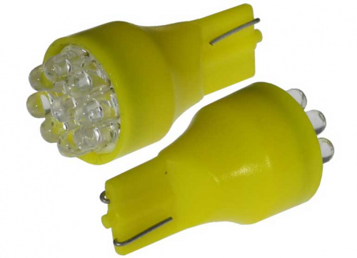 Лампа АВТО T15 LED-9  3 mm bulbs желтый