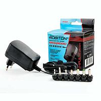 Блок питания 3-4,5-5-6-7,5-9-12V1A  пластик,шнур 1,8м+8 разъёмов +USBгн.ROBITON EN1000S