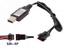 ЗУ для Li-Ion, Li-Pol Ni-MH 7,4v аккумулятора, разъем SM-4P 4-pin, вх USB 5v 1-2A, вых.8,4v 800ма