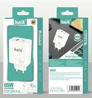 Блок питания USB QC3.0 +Type-C PD65w в розетку Knit KT-047