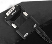 Конвертер-видео HDMI гнездо -> VGA штекер, поддержка FULL HD 1080P + аудио стерео 3.5 джек
