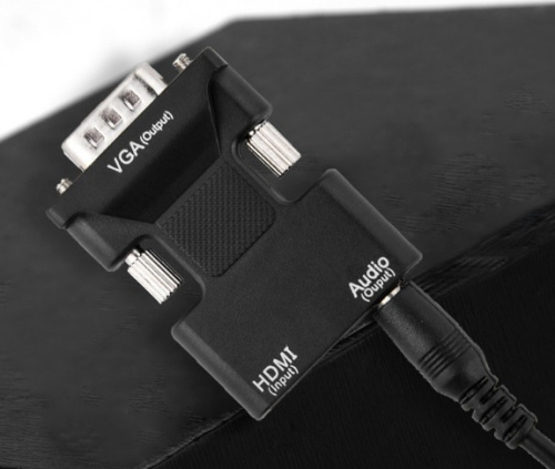 Конвертер-видео HDMI гнездо -> VGA штекер, поддержка FULL HD 1080P + аудио стерео 3.5 джек фото 2