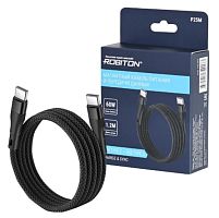 Шнур USB Type-C штекер - Type-C штекер 60w нейлон магнитный 1,2м черный  Robiton P25M