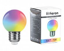 Белт-лайт Лампа E27 G45 1W RGB Матовая плавная смена цвета Feron LB-37