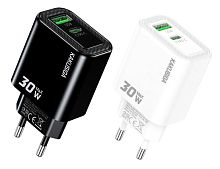 Блок питания USB QC18w +Type-C PD30w в розетку Kakusiga KSC-2213