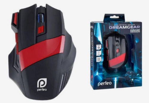 Мышь проводная Perfeo Gear USB игровая черная с подсветкой 6 цветов 7 кнопок 1200-7200 dpi