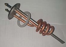 ТЭН водонагревателя, 2000W, фланец 64мм, RF, медь, спираль, клеммы под винт, VN010