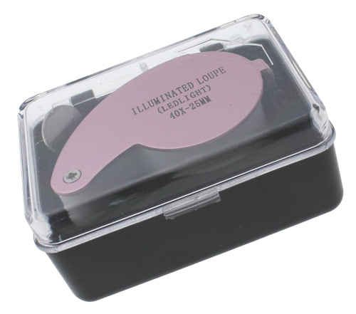 ЛУПА раскладная 40х.(25мм), LED, стекло (21011)