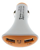 Блок питания авто 5v,3,1A 15,5W  вых: 2х USB A гн.(2,1A+1А) (смайл)