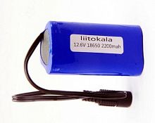 Аккумулятор 12v Li 2200mAh 65х38х38мм, с разъёмом 5,5/2,1 мм,, с защитой от перезаряда, переразряда, короткого замыкания, Liitokala 