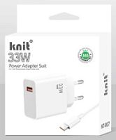 Блок питания USB 33w в розетку + шнур USB A шт - Type-C 1м FreeKnit KT-007