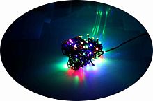 Гирлянда нить мультицвет 7,5м черный провод LED-160 (80 диодов) 5мм мат. 