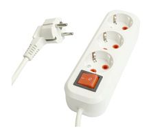 Удлинитель Stekker с/з  3 гн   3м 16A IP20  3х1мм2 белый Home HM07-31-03 с выключателем