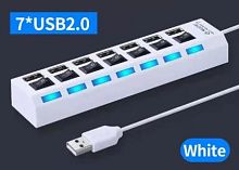 Разветвитель USB 1 на 7 портов USB2.0 -HUB белый