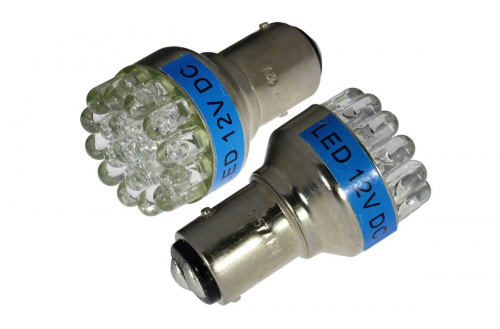 Лампа АВТО S25/115S2 LED-19  5 mm bulbs синий