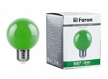 Белт-лайт Лампа E27 G60 3W зеленая Матовая Feron LB-371