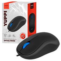 Мышь проводная Perfeo Yuppi USB бесшумная черная 3 кнопки 1000 dpi шнур 1,8м