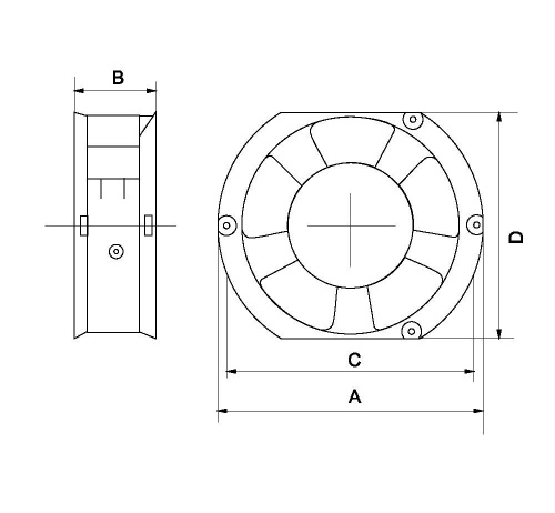 Вентилятор АС 220VAC RQA 17250A2HBL Oval овальный, подшипник качения (83040, 56361) фото 2