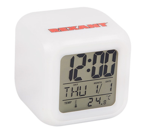 Часы будильник 16 х 6 см.с термометром и календарем зелёная подсветка фото 3