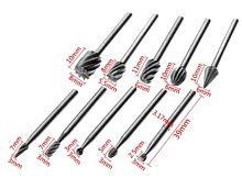 Набор фрез фигурных 10шт по дереву, пластику, хвостовик для ЧПУ 3,175мм, серебристый