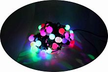 Гирлянда нить мультицвет 6.5м. черн.толст. пров.LED-100 (50 диодов) 23мм., "шарик" матовый 7 цветов уличная (Y-6)