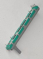 Резистор переменный движковый  10 кОм стерео 75х9х7 мм (линейность A) SC6080GH зелено-синий