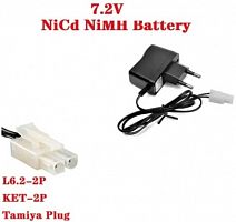 Зарядное устройство для Ni-MH аккумуляторов 7,2v 250mA, LED, USB, шнур 2-pin L6.2-2P KET-2P Tamya plug 50 см. 