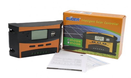 Контроллер заряда для солнечной панели SUOER ST-C1210, 18V, выход 12V и 24V 10A 