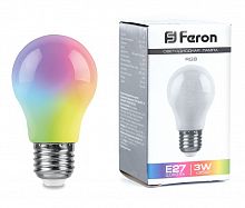 Белт-лайт Лампа E27 A50 3W RGB Матовая плавная смена цвета Feron LB-375