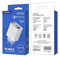 БП 1*USB QC20w +1*Type-C PD20w в розетку белый Kakusiga KSC-501